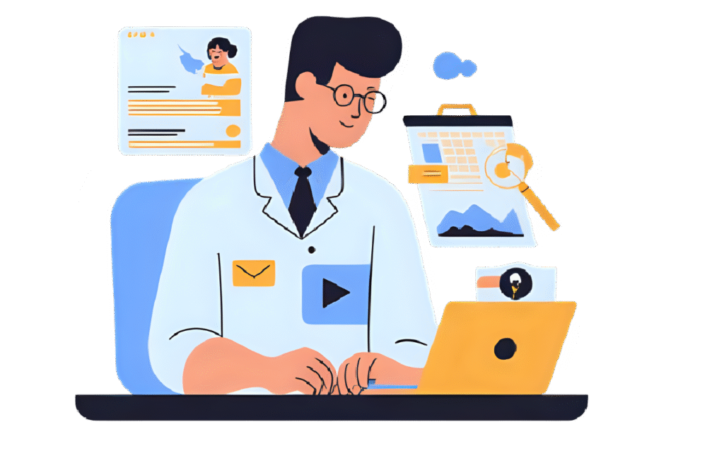 Digital marketing expert analyzing business growth strategy